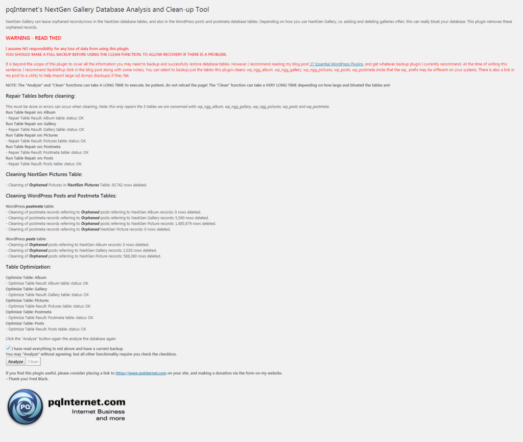 NextGEN Database Analysis and Clean-up Tool