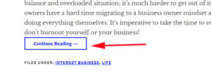 WordPress Continue Reading Link Plugin Excerpt Button